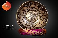Fine Carving Singing Bowl [jambati], With [sri Yantra], [etching Carving], [select Accessories]