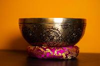 Fine Carving Singing Bowl [jambati], With [chenrezig], [etching Carving], [select Accessories]