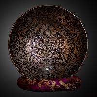 Fine Carving Singing Bowl [jambati], With [chenrezig], [etching Carving], [select Accessories]