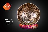 Fine Carving Singing Bowl [jambati], With [ashtamangala], [etching Carving], [select Accessories]