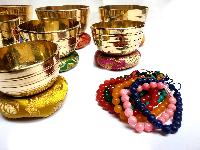 Seven Chakra Singing Set With Cover And With Gift Package Worth $20, [one Tingsha And 7 Chakra Stone Bracelet], [select Accessories]