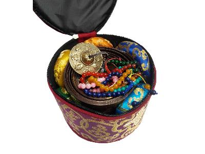 Seven Chakra Singing Set With Cover And With Gift Package Worth $20, [one Tingsha And 7 Chakra Stone Bracelet], [select Accessories]