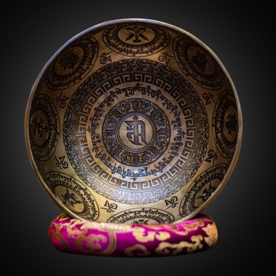 Fine Carving Singing Bowl [jambati], With [mantra Carving], [etching Carving], [select Accessories]