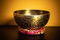 Fine Carving Singing Bowl [jambati], With [mantra Carving], [etching Carving], [select Accessories]