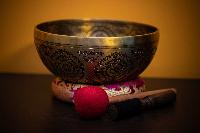 Fine Carving Singing Bowl [jambati], With [mantra Carving], [etching Carving], [select Accessories]