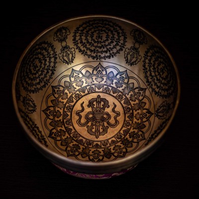 Fine Carving Singing Bowl [jambati], With [dorje Carving], [etching Carving]