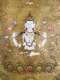 [master Quality], Buddhist Thangka Of Chenrezig, [original], Three Great Bodhisattvas