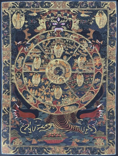 Buddhist Handmade Thangka Of Wheel Of Life Thangka