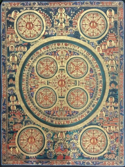 Buddhist Handmade Thangka Of Nine Mandala Thangka