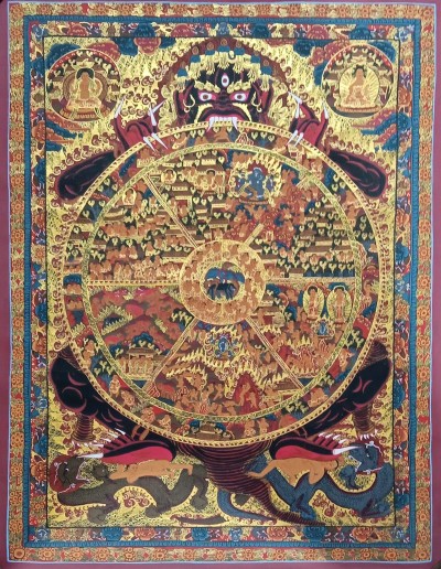 Buddhist Handmade Thangka Of Wheel Of Life Thangka