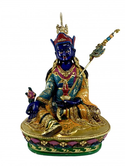Buddhist Statue Of Padmasambhava As Medicine Buddha, [traditional Color Finishing]