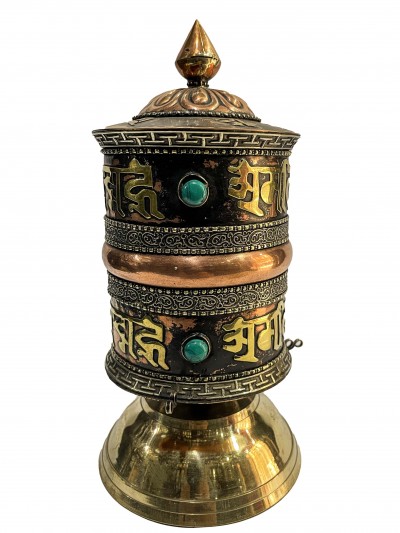 Table Prayer Wheel Medium Size Mantra Inside, [stone Setting]