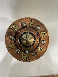 Table Prayer Wheel Big Size Mantra Inside, [oxidized With Embossed Mantra]
