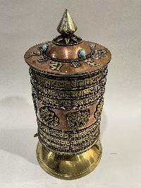 Table Prayer Wheel Big Size Mantra Inside[oxidized With Embossed Mantra]