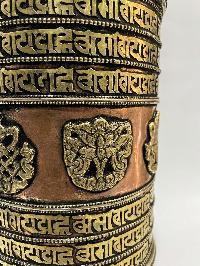Table Prayer Wheel Big Size Mantra Inside[oxidized With Embossed Mantra]