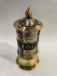Table Prayer Wheel Mantra Inside, [stone Setting],ashtamanga