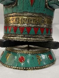 Table Prayer Wheel Big Size, [stone Setting], With Various Deites