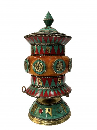 Table Prayer Wheel Medium Size, [orange In Middle]