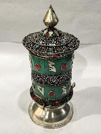 Table Prayer Wheel Medium Size With Mantra Inside, [stone Setting]