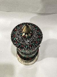 Table Prayer Wheel Medium Size With Mantra Inside, [stone Setting]