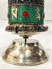 Table Prayer Wheel Medium Size With Mantra Inside, [stone Setting]