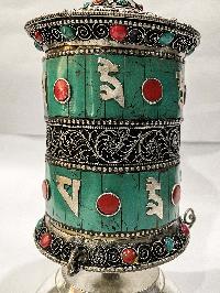 Table Prayer Wheel Medium Size With Mantra Inside, [stone Setting]