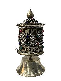 Table Prayer Wheel Medium Size With Mantra Inside, [stone Setting]