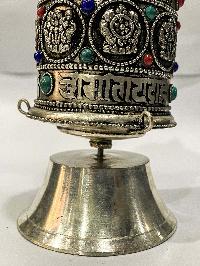 Table Prayer Wheel Medium Size With Mantra Inside, [stone Setting]