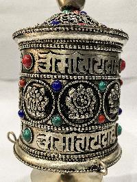 Table Prayer Wheel Medium Size With Mantra Inside, [stone Setting]