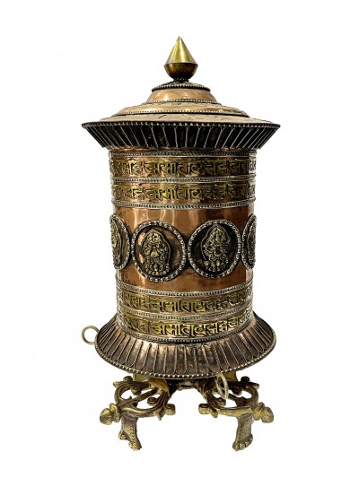 Table Prayer Wheel Big Size With Double Dorje, With Mantra Inside, []