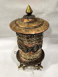 Table Prayer Wheel Big Size With Double Dorje, With Mantra Inside, []