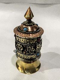 Table Prayer Wheel Medium Size With Mantra Inside, [stone Setting]
