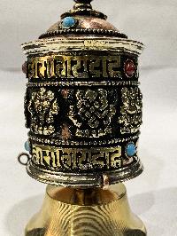 Table Prayer Wheel Medium Size With Mantra Inside, [stone Setting]