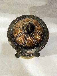 Table Prayer Wheel Big Size, With Mantra Inside, [oxidized With Embossed Mantra]