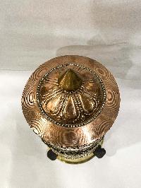 Table Prayer Wheel Big Size With Mantra Inside, [oxidized With Embossed Mantra]