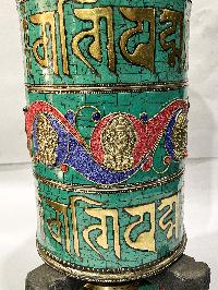 Table Prayer Wheel Big Size With Mantra Inside, [stone Setting]