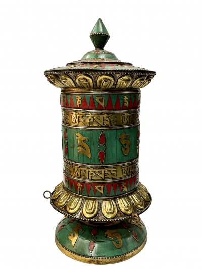 Table Prayer Wheel With Mantra Inside, [stone Setting]