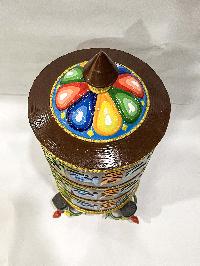 Table Prayer Wheel Big Size With Double Dorje, With Mantra Inside, [traditional Color]