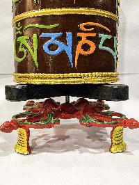 Table Prayer Wheel Big Size With Double Dorje, With Mantra Inside, [traditional Color]