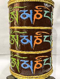 Table Prayer Wheel Big Size With Double Dorje, With Mantra Inside, [traditional Color]