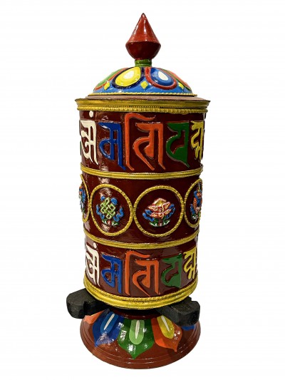 Table Prayer Wheel Big Size, With Mantra Inside, [traditional Color]