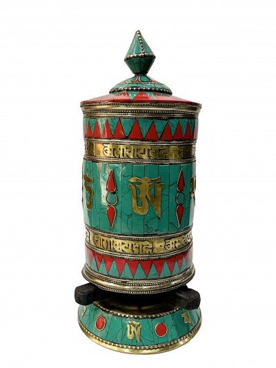Table Prayer Wheel With Mantra, [stone Setting]