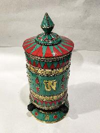 Table Prayer Wheel With Mantra, [stone Setting]