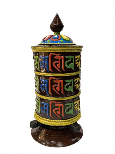 Table Prayer Wheel Big Size, With Mantra Inside, [traditional Color]