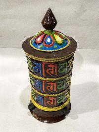 Table Prayer Wheel Big Size, With Mantra Inside, [traditional Color]