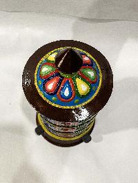 Table Prayer Wheel Big Size, With Mantra Inside, [traditional Color]