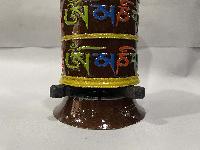 Table Prayer Wheel Big Size, With Mantra Inside, [traditional Color], [oxidized With Embossed Mantra]