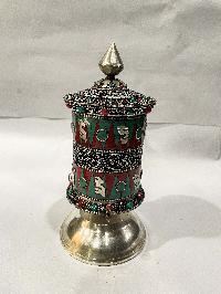 Table Prayer Wheel With Mantra Inside, [stone Setting]