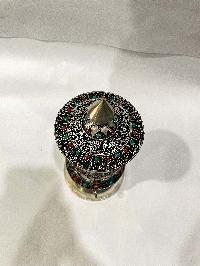 Table Prayer Wheel With Mantra Inside, [stone Setting]