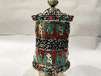 Table Prayer Wheel With Mantra Inside, [stone Setting]